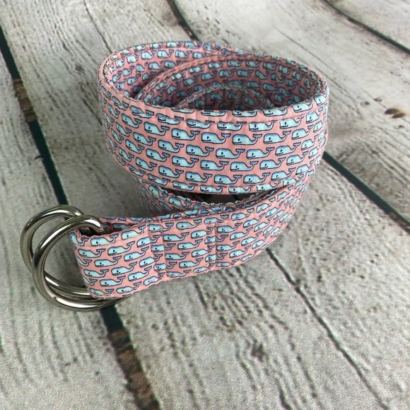 Vineyard Vines Pink Whale-Pattern Belt Vineyard Vines Mens Belt Sz 30 Pink Navy Blue Whale Pattern  main image 2
